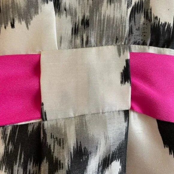 EUC -Jessica Howard Women's Floral Black & White/Pink Bow Belted Dress-Size 12 - Picture 10 of 11